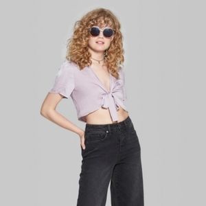 ✨2/$20✨ Cropped Lilac Satin Tie Top